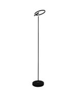 Searchlight Space EU82803BK zwarte vloerlamp met ringvormige kap met geintegreerde LED ring