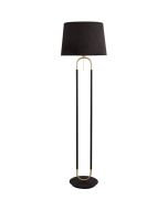 Searchlight Jazz EU41432SB zwarte  met messing vloerlamp met zwart fluwelen kap en trekschakelaar