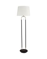 Searchlight Jazz EU41432SS zwarte met stalen vloerlamp met trekschakelaar en wit fluwelen kap
