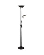 Searchlight Mother EU5430BK zwarte uplighter met leeslamp met LED onder de uplight