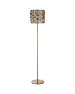 Searchlight Bijou EU6589AB bronzen vloerlamp met ronde kap met raamwerk en champagnekleurige kristalglazen rechthoeken erin