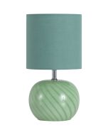 Searchlight Fete tafellamp van 30,5cm hoog met groen glazen voet en groen kapje van textiel