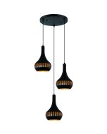Freelight Canna H2933Z zwart met goudkleurige hanglamp