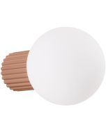 Sollux Halo SL.1732 mokka bruin geribbelde wandlamp met wit bolvormig glazen kap