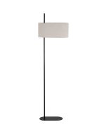 Searchlight Hessian EU30502BK zwarte vloerlamp met dunne ovale kap van linnen