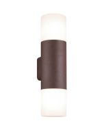 Trio Hoosic 222260224 roetbruine buisvormige wandlamp met twee witte kunststof kapjes
