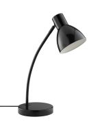 Brilliant Jerry zwart metalen bureaulampje van 42,9 cm hoog met metalen kapje voor een e14 kogellampje