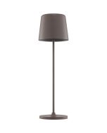 Brilliant Kaami koffiebruine tafellamp op batterijen voor buiten van 37cm hoog met geel metalen kapje