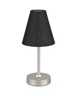 Reality Kenny R53621102 staalkleurig tafellampje op batterijen met zwart kapje van textiel
