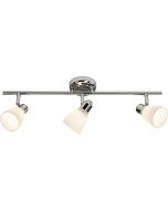 Brilliant Kensington 50416/15 spot chroom voor de badkamer met drie wit glazen spotjes