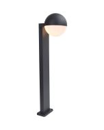 Lutec Looma antraciet grijze wandlamp voor buiten met een bolvormige kap van 15 cm in diameter met wit kunststof onderzijde