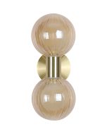 Searchlight Luminsphere 30506BK zwarte wandlamp voor de badkamer met bolvormig geribbeld glazen kapje