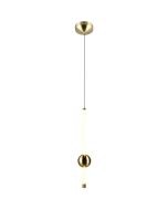 Trio Melita 331510108 hanglamp met lichtgevende buis van 60cm met een mat messing bal aan de buis en een mat messing plafondkapje
