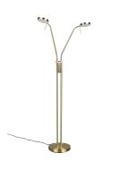 Trio Monza mat messing kleurige leeslamp met twee leeslampen met ronde kop en touch dimmer aan de paal