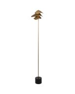 Freelight Pagoda brons-goudkleurige vloerlamp van 145cm hoog met drie schaalvormige elementen als kap met LED daartussen
