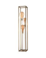 Freelight Palco brons goudkleurige vloerlamp van 160cm hoog met drie staande stangen met E27 fitting in een rechthoekig frame