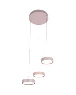 Freelight Alieno PL3433C creme kleurige hanglamp met drie schijfvormige pendels en ronde plafondplaat