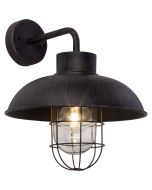 Brilliant Portland 96297/55 roestbruine wandlamp voor buiten met hangende kap met glazen kap om de lichtbron met een rooster van metaaldraad
