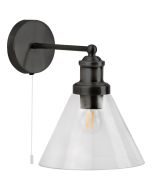 Searchligth Pyramid 1277BK zwarte wandlamp met trekschakelaar