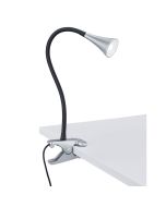 Trio Viper grijze kunststof klemspot met zwarte hals van 35cm lang en geïntegreerd LED spotje