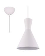 Trio Enzo witte hanglamp met zandloper vormige metalen kap met een diameter van 20 cm
