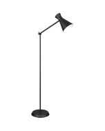 Trio Enzo mat zwarte leeslamp van 150 cm hoog met scharnierende arm met kapje van metaal