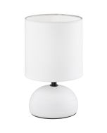 Trio Lucy R50351001 wit tafellampje met bolvormige lampvoet van keramiek en cilindervormig kapje van textiel