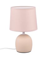 Trio Malu R50802644 pastel roze tafellamp met bolvormige voet van keramiek en lampenkap van textiel