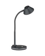 Trio Berry R52191187 grijze bureaulamp met klein rond kopje, flexibele hals en touch schakelaar op de voet