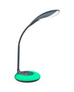 Trio Krait R52781242 antraciet grijs bureaulampje voor de kinderkamer met RGB LED in de voet met bedieningspaneel met kleurenwaaier en groen licht
