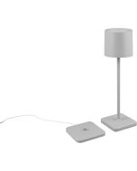 Trio Fernandez R54096177 grijze oplaadbare tafellamp voor buiten met dockingstation