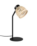Casalum Laurent R56091032 zwarte tafellamp met gevlochten bamboe kap