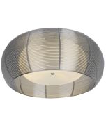 Brilliant Relax 61180/15 Plafonniere met wit glazen bol en kap van chroom metaaldraad