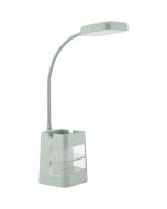 Brilliant Rena oplaadbare mintgroene bureaulamp van 50,5 cm hoog met twee transparante lades in de voet en bakje op de voet met vierkante kop met geïntegreerde LED