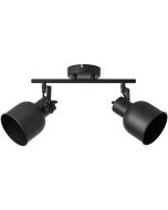 Brilliant Rolet 49613/76 industriele zwarte spot met twee metalen kappen en zware stelschroeven