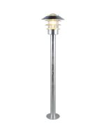 Trio Ruvuma zink kleurige paallamp van 100 cm hoog voor kustgebieden met lantaarn met lamellen voor een glazen kap