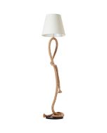 Brilliant Sailor 94979/09 vloerlamp met zwarte voet, staander van scheepstouw en kegelvormige witte kap van textiel