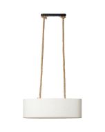 Brilliant Sailor 99195/09 witte hanglamp met langwerpige ovale kap van textiel voor twee lichtbronnen hangend aan twee koorden van scheepstouw
