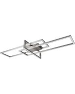 Trio Salinas 620310307 plafondlamp van drie staalkleurige rechthoeken met naar onder gerichte LED strips