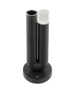 Brilliant Sayu zwarte oplaadbare tafellamp van 26,8 cm hoog in U vorm met vaas in 1 poot en een LED unit op de andere