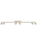 Freelight Scolo brons-goudkleurige plafondspot met een rechthoekige plafondplaat van 46cm lang en drie spotjes met GU10 35mm lamp