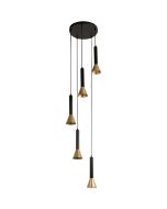 Searchlight Signal 13611-5BGO zwart met goud kleurige hanglamp