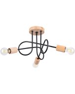 Sollux Ember SL.1477 zwarte plafondlamp met houten delen