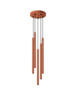 Sollux Pastelo SL.1528 oker rode hanglamp met vijf buisvormige kappen