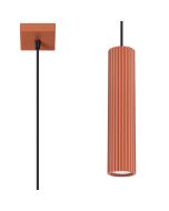 Sollux Karbon SL.1630 oker rode geribbelde hanglamp