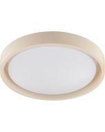 Brilliant Sonora beige plafonnière met een diameter van 31 cm met wit kunststof schaal