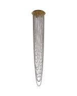 Searchlight Swoop 10883-5SB hanglamp voor de vide met ronde messing plafondplaat met vijf GU10 fittingen en diverse kettingen met kristallen tot een hoogte van 180cm