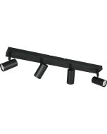 Reality Taryn compacte zwarte plafondspot met plafondbalk van 62cm en vier 35mm GU10 spotjes