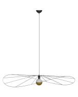 Thoro Eskola TH.010CZ grote zwarte platte golvende hanglamp van draadstaal