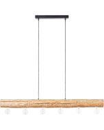 Brilliant Trabo 99433/35 hanglamp van dennenstammetje met zes E27 lampen en zwarte plafondbalk
